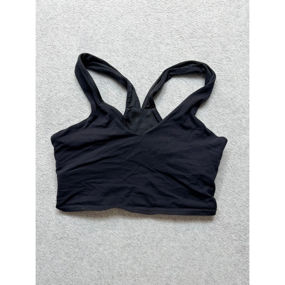 ALO Yoga Black V-Neck Racerback Athletic Crop Top Tank Women Size Small